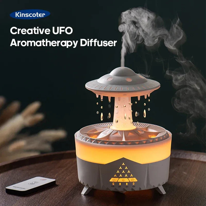 Premium Rain Drop Humidifier – LED Flame Mist Aroma Diffuser - Clarify.pk