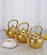 Luxury Golden Stainless Steel Kettle – Elegant Dot Pattern Stovetop Teapot
