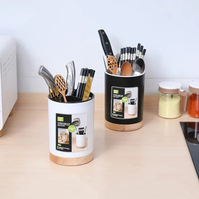 Rotatable 3-Grid Kitchen Utensil Holder – Drainer & Storage (Each) - Clarify.pk