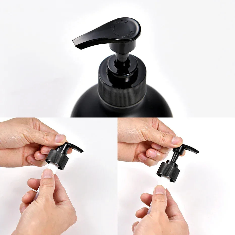 Matte Black & White Soap Dispenser Set with Bamboo Pump - Clarify.pk