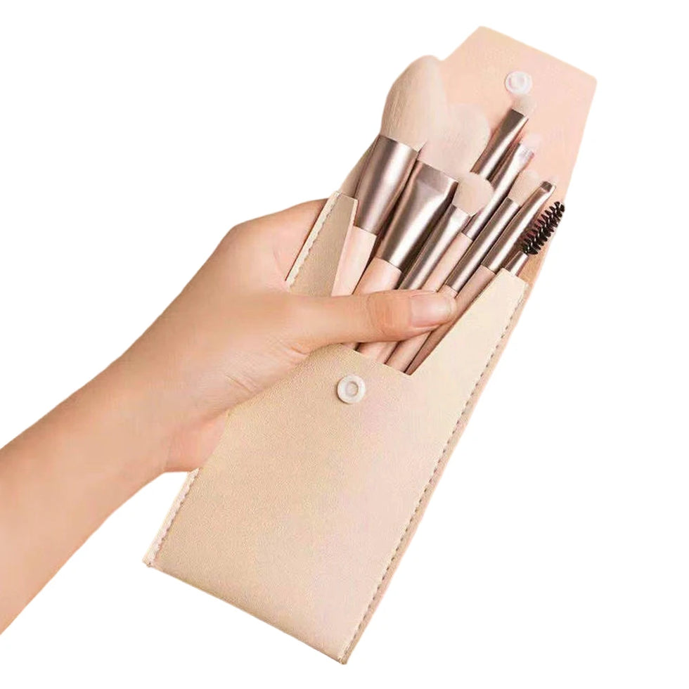 8Pcs Makeup Brush Set – Travel-Ready, Soft Synthetic Bristles
