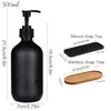 Matte Black & White Soap Dispenser Set with Bamboo Pump - Clarify.pk