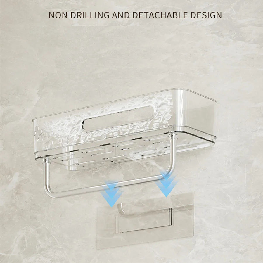 Glacier Patterned Bathroom Shelf - Non-Perforated Wall Mounted Storage Rack