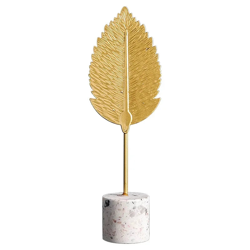 Golden Metal Leaf Desktop Decor - Luxury Home Ornament