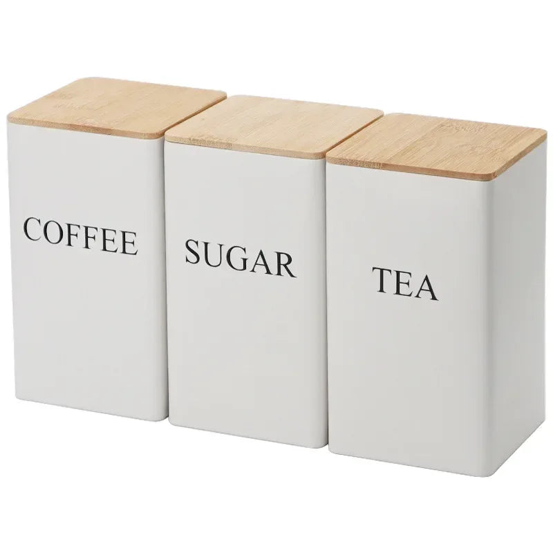 Bamboo Lid Iron Art Storage Box – Square Kitchen Jar - Clarify.pk