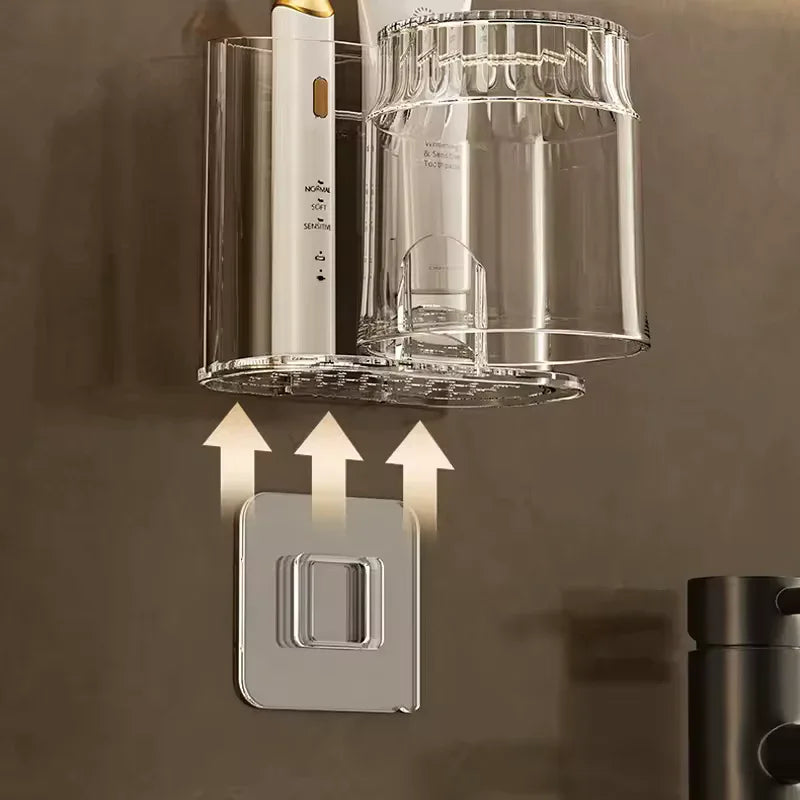 Wall-Mounted Toothbrush Holder with Cup – Bathroom Organizer - Clarify.pk