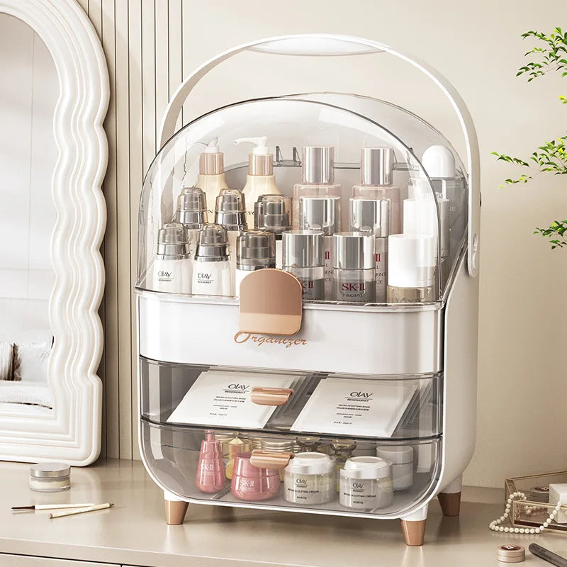 Large Capacity Dustproof Cosmetic & Skincare Organizer
