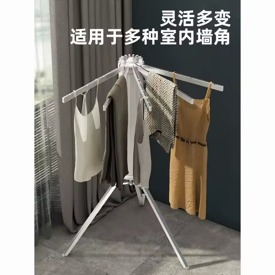 Retractable Folding Drying Rack with Floor Pole – Indoor Balcony Quilt Dryer