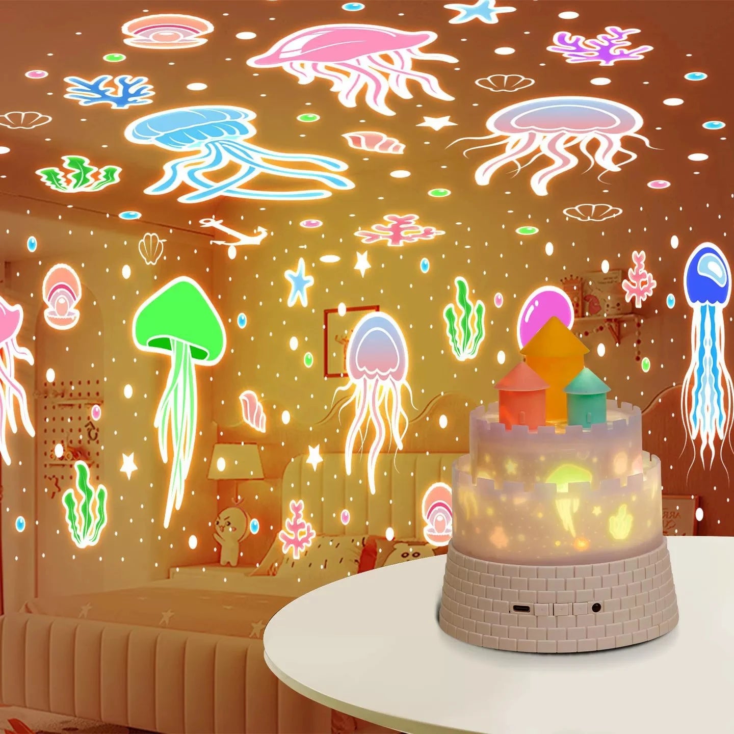 23 in 1 Castle Projector Nightlight Galaxy Star Remote Projection Light Rotating LED Light Birthday Christmas Gifts Room Decor