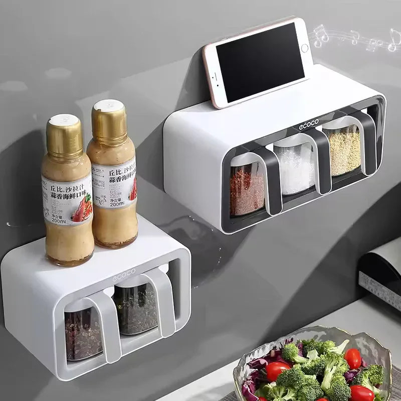 Ecoco Premium Wall-Mounted 3 Spice Box – Kitchen Seasoning Organizer