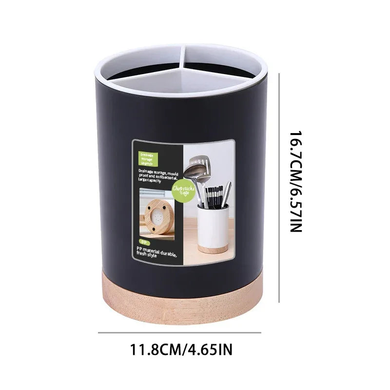 Rotatable 3-Grid Kitchen Utensil Holder – Drainer & Storage (Each) - Clarify.pk