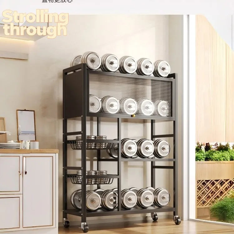 Foldable Multi-Layer Snack Rack & Floor Trolley | Stainless Steel Storage Organizer