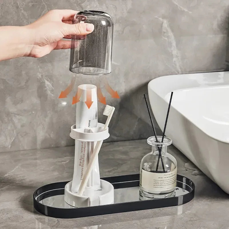 Toothbrush Holder with Quick-Dry Cup & Storage Shelf