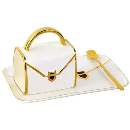 Handbag Coffee Mug with Tray & Spoon – Gift Box Set (Random) - Clarify.pk