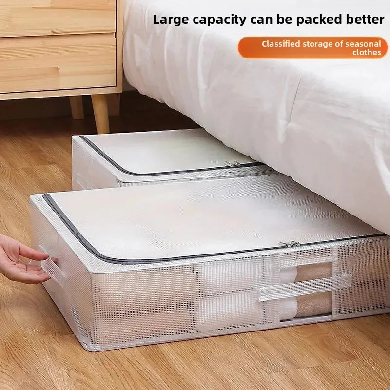 Waterproof Clothing Storage Bag Mosquito Netted Durable Organizer Box for Blanket And Clothes Saving Space Solution