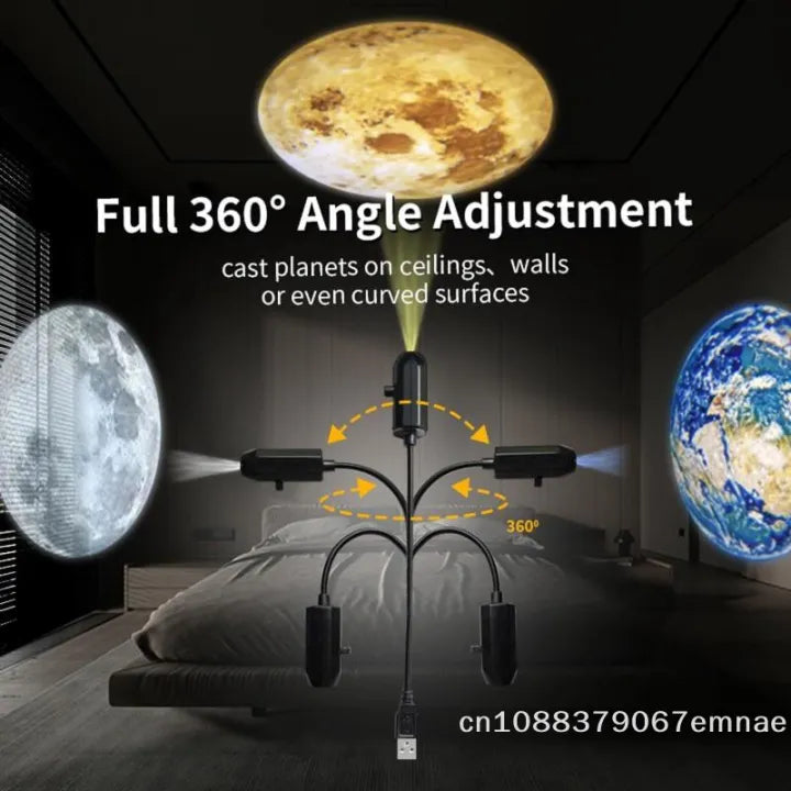 USB Planet Projection Lamp | 10-Lens Starry Sky Night Light & Ceiling Atmosphere Projector
