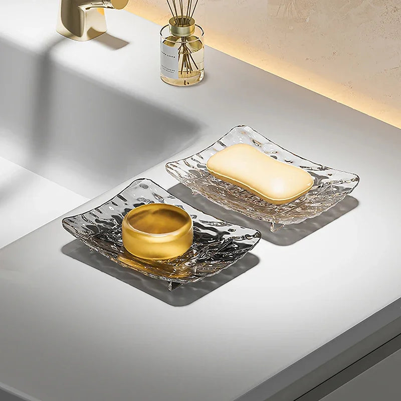 Transparent Glacier-Patterned Luxury Soap Holder