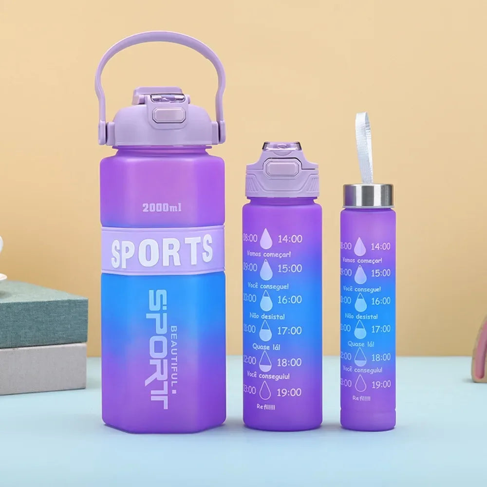 3-Piece Sports Water Bottle Set – Large Capacity Leak-Proof (Random) - Clarify.pk
