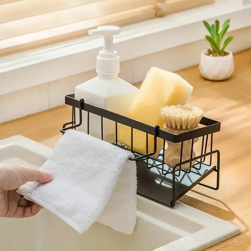 Punch-Free Kitchen Sink Storage Rack – Faucet Sponge Holder - Clarify.pk