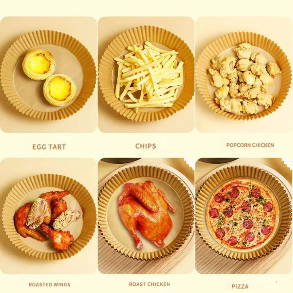 50 Pcs Air Fryer Baking Paper – Round Non-Stick Oil-Proof Liner - Clarify.pk