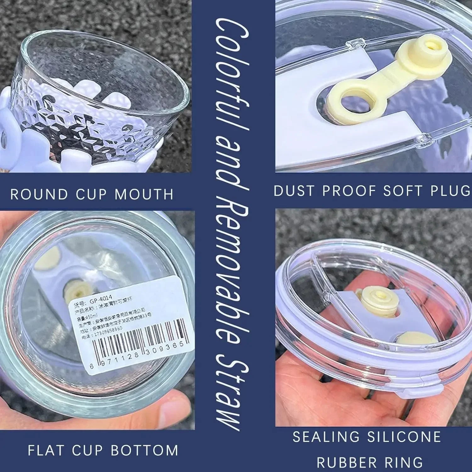 OHO Glass Tumbler with Straw – Cute Reusable Cup (Random color)