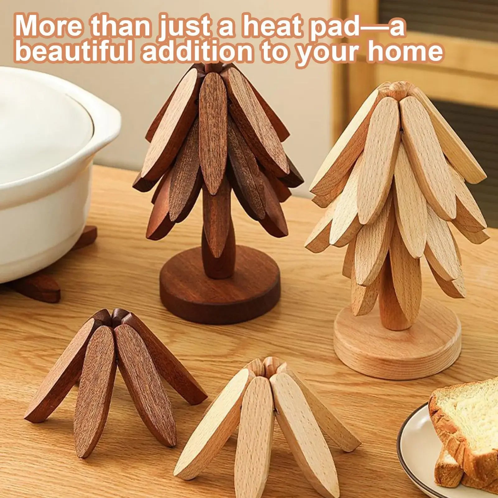 Wooden Tree-Shaped Foldable Trivet – Heat-Resistant Table Stand - Clarify.pk