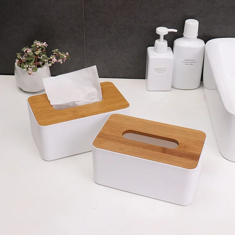 Japanese Bamboo & Wood Tissue Box – Multi-Functional Storage Organizer