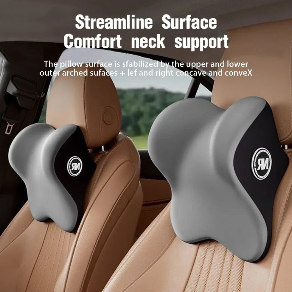 Car Lumbar & Neck Support Pillow Set – Memory Foam (2pcs Set)