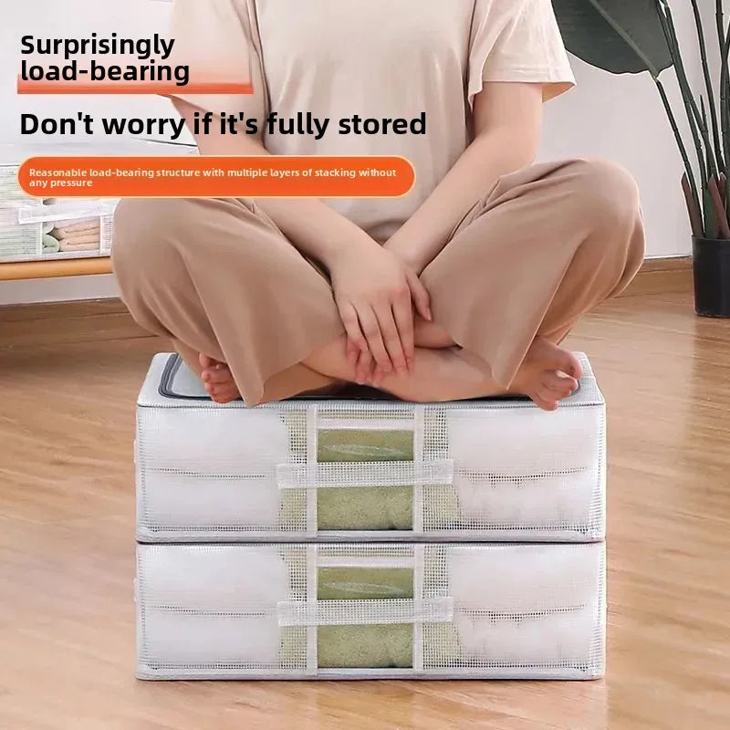 Waterproof Clothing Storage Bag Mosquito Netted Durable Organizer Box for Blanket And Clothes Saving Space Solution