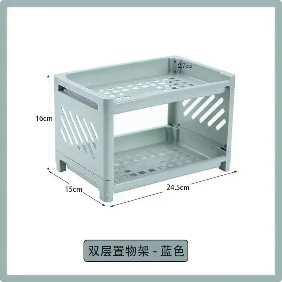 Double Deck Desk Storage Rack - Open Frame Office Organizer