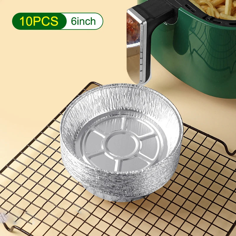 Aluminum Foil Round Disposable Plate Set - Pack of 10