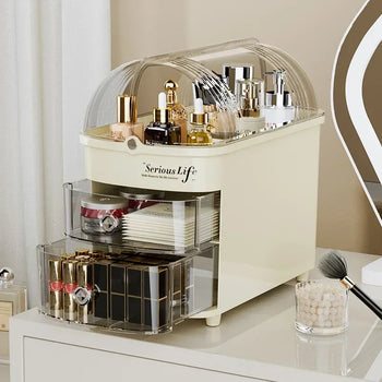 Large Capacity Cosmetics Storage Box with Dust Cover - Clarify.pk