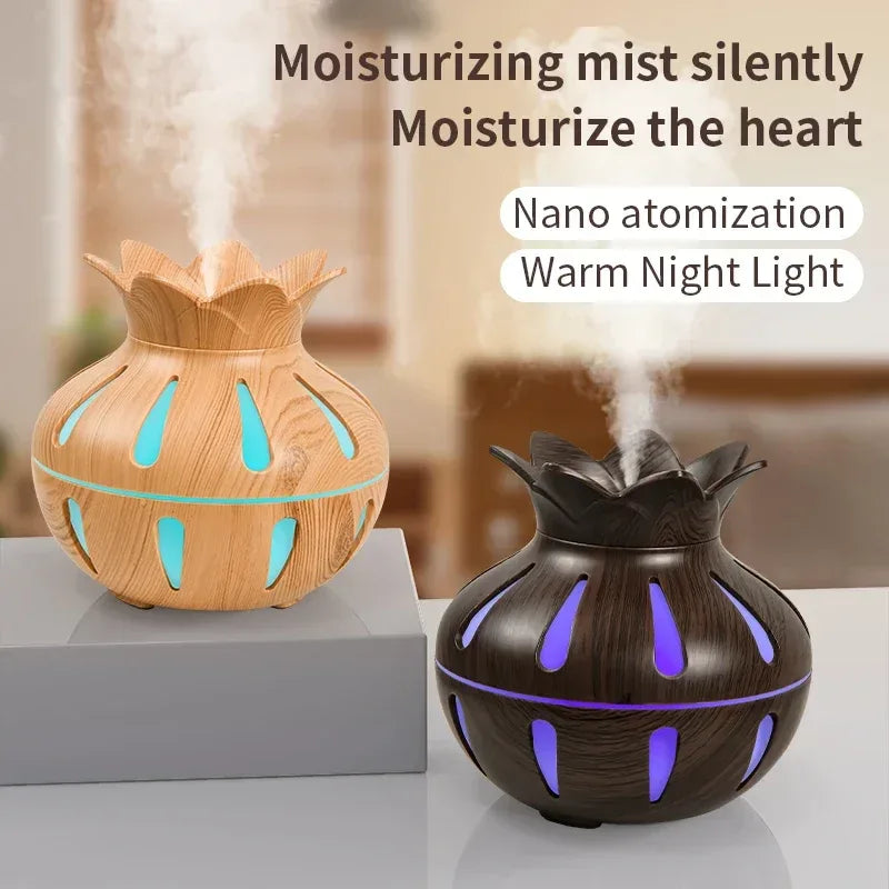 Wood Grain Flower Humidifier – USB Mini Aroma Diffuser - Clarify.pk