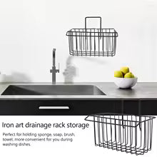 Metal Sponge Holder for Kitchen Sink – Rust-Resistant Iron Organizer with Drip Tray & Dish Cloth Hanger