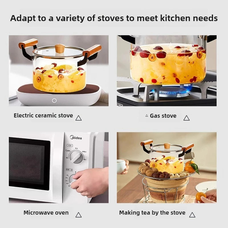 Premium Borosilicate Glass Cooking Pot – Heat Resistant