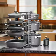 Heavy-Duty 8-Tier Adjustable Pot and Pan Organizer Rack