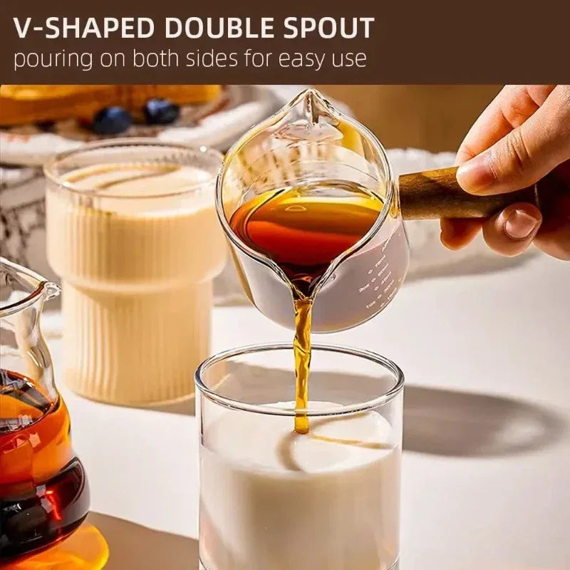 Glass Measuring Cup with Wood Handle – Espresso Measuring Cup