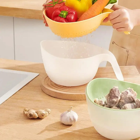 Double Layer Fruit Washing Basket & Rice Strainer