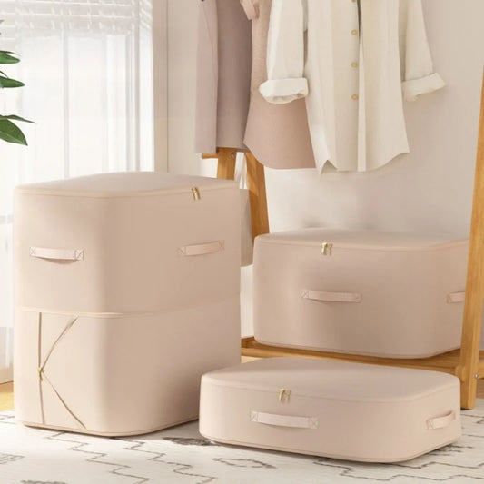 Compressed Satin Quilt Storage Bag Cotton Duvet Organizer Bag for Moving And Travel Dustproof Bedroom Storage Cubic Shape