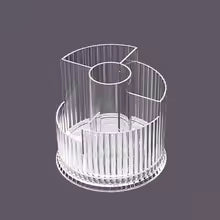 360° Rotating Ribbed Transparent Makeup Brush & Cosmetic Organizer