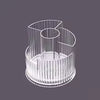 360° Rotating Ribbed Transparent Makeup Brush & Cosmetic Organizer
