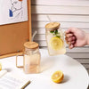 Square Mason Jar with Straw – Glass Drinking Cup (620ml) - Clarify.pk