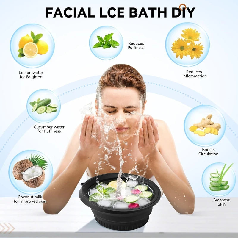Silicone Ice Face Wash Bowl - Foldable Cold Compress Facial Tool