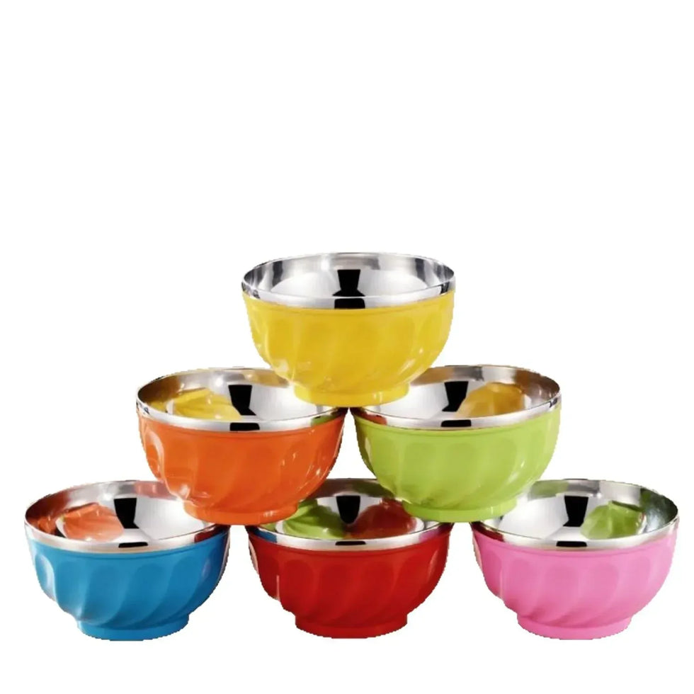 Colorful Stainless Steel Bowl – Heat-Resistant & Anti-Fall (each) - Clarify.pk