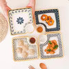 Premium Ceramic Square Serving Tray with Built in Corner Dipping Station