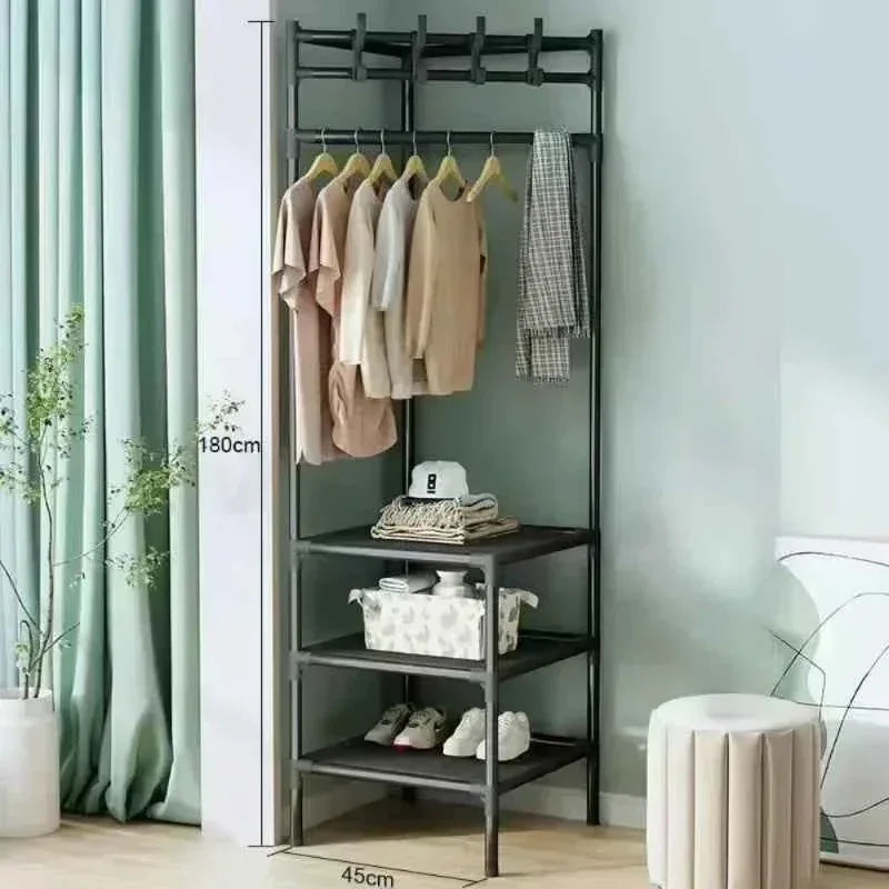 Bedroom Corner Clothes Rack - Multi-Layer Stand Hanger for Clothes and Coats Storage