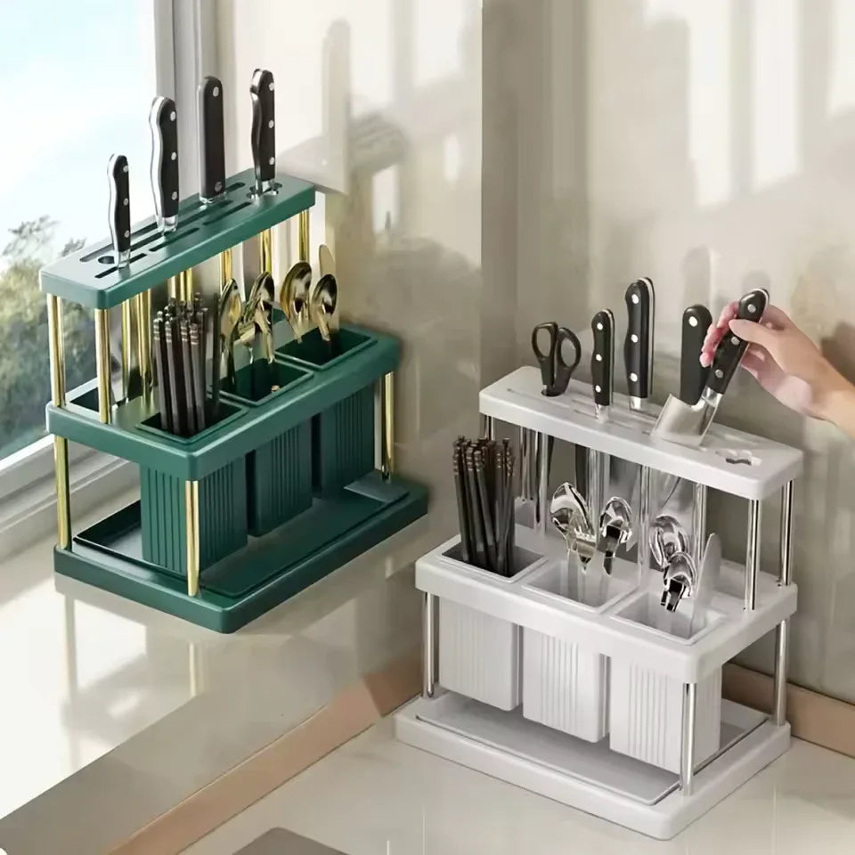 Kitchen Cutlery Holder – Stainless Steel Utensil Organizer (Random color)