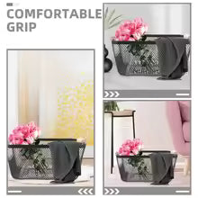 Minimalist Mesh Iron Storage Basket with Wooden Handles
