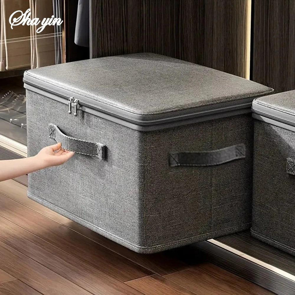 Premium Foldable Zipper Storage Box with Lock - Clarify.pk