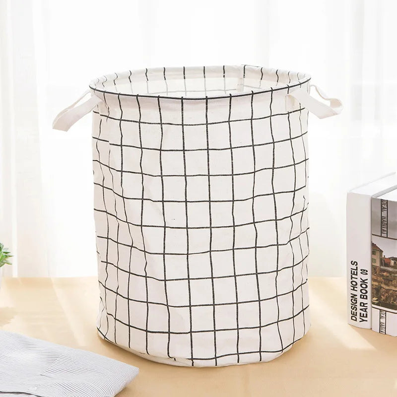 Foldable Laundry Basket Storage Bucket Japanese Cotton Linen Fabric Waterproof Dirty Laundry Toy Storage Basket Dirty Clothes